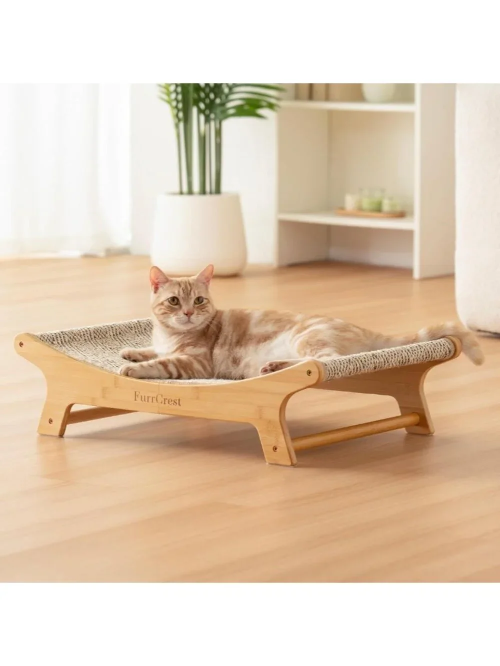 XL Cat Scratcher Bed with Elevated Hammock, Replaceable Sisal Pad, Anti-Slip